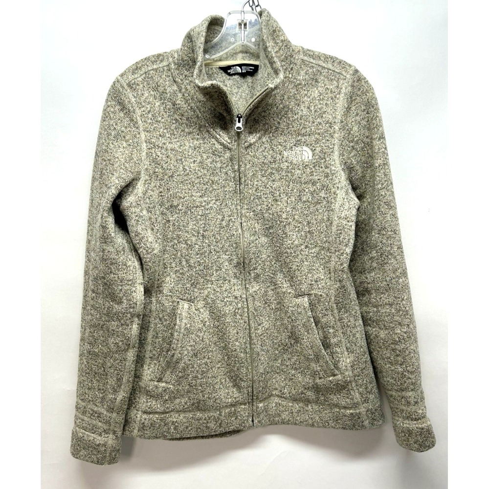 The North Face Women's Maggy Sweater Medium Fleece Heathered Grey/Tan Jacket (E3